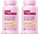 Kjærlighet velvære god jente probiotika | Kvinners Vaginal helse & pH-balanse Supplement | 9-Strain Probiotic for Urin Tract, Yest, Odor & Immune Support | Glutenfri | 60 CT, 60-dagers Supply