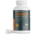 Bronson Vitamin D3 10.000 IE (250 MCG) for sunn muskelfunksjon og immunstøtte, ikke-GMO, 180 tabletter
