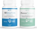 IBSolution Gut Health Bundle - All Natural Gut Health Support & Premium Probiotika v/ 40 milliarder CFU for støtte av uregelmessige Bowells, Bloating, Blowout, Gas, bukssmerter - 2 pakke (120 Caps)