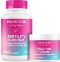 Pink Stork Fertilitet kosttilskudd for kvinner og Wild Yam Cream å støtte begrep og hormonbalanse, Inositol, Ashwagandha, Vitex og Folate - Duo