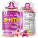 5HTP Gummies for voksne og barn 8+, Melatonin Free Gummies med magnesiumglykinat, GABA, L-Glycine, Ashwagandha, Vitamin B6 for Delicious Zzzs, Brain & Muscle Relaxation, 0 Sugar 60 Count (pakke på 1)