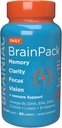 Brainiac Daily BrainPack Gummies, støtter hjernens helse med Omega 3 DHA EPA DPA, Choline, B6 & B12 og Lutein for øyehelse med immunstøtte, Citrus Berry Flavor, 90 ct