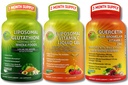 Daglig immun- og antioksidantstøtte Bundle - Liposomalt vitamin C 1100 mg flytende Gel + Liposomal Glutathione 500mg + Quercetin med Bromelain, sink og hele matblanding - Ikke-GMO, Maksimal absorpsjon