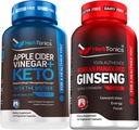 Herbtonics Apple Cider Vinegar Capsules Plus Keto BHB Fat Burner & Vekttap Supplement for kvinner og menn - høy styrke Ginseng Korean Red Panax Extract - ytelsesstøtte for menn og kvinner