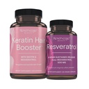 Reservering Ernæring Keratin Hår Booster med Biotin & Resveratrol, Hår og neglevekst Supplement, 120 kapsler (60 Serveringer) & Resveratrol 500 mg, støtter sunn aldring og immunsystem