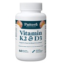 Mønster wellness vitamin K2 & D3 Supplement med kalsium – Bone helse, sirkulerende velvære og immun støtte - ikke-GMO - 60 kapsler