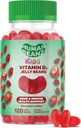 Vitamin D3 Jelly Bean Gummies for barn, 25mcg / 1000 IU vitamin D, ernæringsmessig vegetariske kosttilskudd, 120 Strawberry Blast Jelly Beans, Kosher