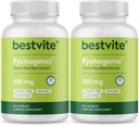 BESTVITE Pycnogenol 100mg (120 kapsler) (60x2) - Fransk Maritime Pine Bark Extract - Ingen stearates - Glutenfri - Ikke GMO