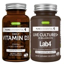 Daglig vitamin D3 + levende kulturer+ Lab4 Probiotika Bundle, 365 2000iu vitamin D3-tabletter + 25 milliarder CFU Lactobacillus Acidophilus & Bifidobacterium med ikke-Bloating Prebiotic, ved Igennus