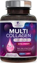Multi kollagen Supplement 2400 mg - Typer I, II, III, V & X Multi collagen Peptider piller for kvinner og menn, Hydrolysert kollagen Supplements, hår, hud, negl, og felles støtte Supplement - 240 kapsler