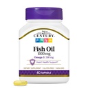21. århundre fisk olje 1000 mg softgels, 60 greve (pakke på 3)