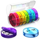 Weekly Pill Organizer 2 ganger om dagen - Stor kapasitet -Travel Pill Box 7 Day med Airtight Lid Lock - Portable Pill Case for Purse - Ideell for vitaminer, kosttilskudd og fiskeoljepiller (Rainbow)