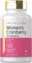 Carlyle Kvinners Cranberry Plus Probiotika | 120 Kapsler | med 14 Probiotiske Strains | Vegetarisk, Ikke-GMO, Glutenfri kosttilskudd | for henne