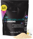Livingood Daily Plant Collage + Grønn pulver, Vanilla Flavor, 5-i-1 collagen støtte med peaprotein, Aminosyrer, Spirulina, Klorella & Vitamin C, Håret hud negler støtte, Vegan, 30 serveringer