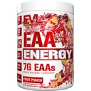 Evlution Nutrition EAA Energi - Pre & Post Trening pulver - Muskelbygging og gjenoppretting Supplement - 7g Essentielle Aminosyrer + 5g BCAA - Ren energi - med koffein - 30 serveringer - Frukt Punch