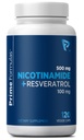 Nikotinamid 500 mg med Resveratrol 100 mg 120 Veggie Capsules - Ikke-GMO Vitamin B3, støtter metabolsk helse, NAD+, hudcelle og Mitokondriell energiproduksjon. Laget i USA for menn og kvinner