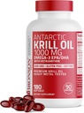 Bronson Antarktiskrillolje 1000 mg med Omega-3s EPA, DHA, Astaxanthin og fosfolipider 180 Softgels