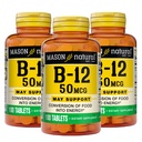 Mason naturlig vitamin B12 50 mcg med kalsium, 300, dag forsyning, kosttilskudd for å støtte naturlige energinivåer, 100 tabletter (pakke på 3)