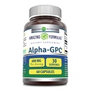 Amazing Formler Alpha GPC Supplement | 600 Mg Per Serving | 60 Kapsler | Ikke-GMO | Glutenfri | laget i USA