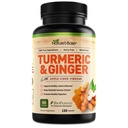Naturens Base Turmeric og Ginger Supplement - med Curcumin, Apple Cider Vinegar & BioPerine Black Pepper Extract - 95% Curcuminoids - 120 kapsler