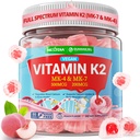 vitamin K2 Gummies MK-7 200 mcg & MK-4 500 mcg for kvinner og menn Sukker Gratis, Perfekt 2-IN-1 Full Spectrum vitamin K2 Supplement for bein, He-art, fremmer kalsiumabsorpsjon, hjerne, tenner, immun, 1Pack