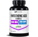 Healthfare Pantothenic Acid 500 mg vitamin B5 Supplement | 200 Vegan Capsules | Extra styrke energi og metabolisme støtte | Ikke-GMO, Glutenfri | laget i USA