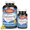 Carlson - Cod Liver Oil Gems, 460 mg Omega-3s, Plus vitaminer A og D3, Wild Caught Norsk Arctic Cod, Sustainly Sourced Nordic Fish Oil Capsules, Lemon, 150 + 30 Softgels