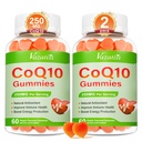 2 Pack CoQ10 Gummies 250 mg, Plus Omega-3, magnesium, vitamin B12 for cellulær energi, hjerne og antioksidant, 5X bedre absorpsjon koenzym Q10 Supplement - 120 Cts