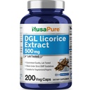 NusaPure DGL Licorice Extract 500 mg 200 Veggie kapsler (Vegan,Non-GMO)