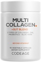 Codeage Multi Collagen + Gut Blande Supplement - Digestive Probiotika, DGL Licorice, Aloe Vera, Organic Peppermint Leaf, Slippery Elm - Hydrolysert Bovine Collage Pills - Non-GMO - 90 Kapsler