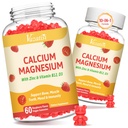 2 Pack kalsium gummier med magnesium, sink, vitamin D3 & B12, kalsiumtilskudd for kvinner menn, støtte bein, muskel og immunitet, 120 vegansk bringebær gummi