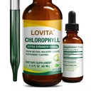 Lovita Klorofyll flytende dråper, høy styrke 120 mg/ml, 7200 mg per flaske, naturlig energiforsterkning og immunstøtte, intern deodorant, hudhelse, vegansk og ikke-GMO, Mint Flavor, 60 serveringer 2 Oz