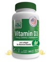 Helse Thru Nutrition Vitamin D3 2000iu 365 Mini Softgels for maksimal fordeler | Årsforsyning | 50mcg Kolecalciferol | 3rd Party Testet | Ikke-GMO USP Grad i EVOO | Immune Health Support