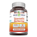 Amazing Formler Quercetin Berberine - 250mg Berberine og 250mg Quercetin, 90 Veggie Capsules Supplement | Ikke-GMO | Glutenfri | laget i USA | Ideell for vegetarianere
