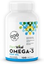Plantvital Omega 3 Fish Oil Capsules - ren norsk omega 3 Supplement - Trippel styrke - Ingen fisk Flavor - Molekylært destillert - Støtter kognitiv, felles, øye, hår og hjerte helse - 120 Teller