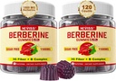 NEVISS Berberine Supplement 1500mg, AMPK aktivator med 3G Prebiotic Fiber, B1 B3 B6, Sukkerfri Berberine HCL Gummies for kvinner og menn - støtter immunsystem, Digestive, 2pack 120 Cts