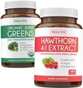 Super Greens & Hawthorn ekstrakt (3-måneders forsyning) Super Berry blanding bunke av organiske Super Greends pulver - komplett Superfood & Hawthorn Berry 4:1 ekstrakt - høy styrke ekstrakt (180 kapsler)