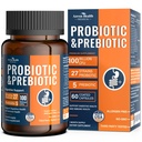 100 milliarder probiotika for menn og kvinner 27 Strainer 5 organiske prebiotika for Gut Digestive & Immune Health, støtter diarré Gass Bleating, Ikke-GMO, Zero Fillers – laget i USA丨60 Caps