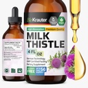BIO KRAUTER® Milk Thistle Supplement for Liver Cleanse & Detox - Flytende Melk Thistle Extract Сontains Silymarin for Digestive Support 4 Fl.Oz - Alkohol og sukker Gratis, 56 dagers levering