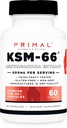 Primal KSM-66 Ashwagandha Complex (60 kapsler / 60 serveringer, 600 mg Per servering) - KSM-66 Ashwagandha med svart pepper ekstrakt, Glutenfri, ikke-GMO