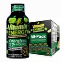 Vitamin energi trening + ekstra styrke energi Shot Sour Apple 48 Pack, 260mg naturlig kaffe, pre-workout, B-vitaminer, mineraler, utholdenhet og ytelse, null sukker, glutenfri, Vegan, 1,93 fl oz