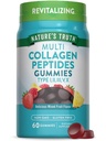 Naturens sannhet Multi Collagen Gummies Type I, II, III, V, X | 60 greve | Ikke-GMO og Glutenfri Kompleks Supplement | Blandet frukt Flavor