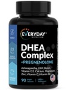 DHEA Micronisert 200mg Kompleks med Pregnonolone 100mg Supplement for menn og kvinner med Ashwagandha, DIM, Magnesium, Bor, Kalsium , Sink, vitamin D3, C og B6 hormon støtte - laget i USA 90 kapsler