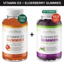 Sukkerfri vitamin D Gummies (60 Gummies) og eldrebær Gummies (180 gummies) – Immunstøtte Bundle, Gelatin-fri, Glutenfri, Vegetarisk, Alt naturlig, Great Tasting