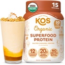 KOS Vegan Protein pulver, saltet karamell kaffe - Lav karbohydratblanding, organisk plante supermat rik på vitaminer og mineraler - keto, maleri gratis - Måltid erstatning for kvinner og menn - 15 serveringer