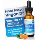 Bold botanica D3-K2-A, flytende vitaminkompleks, vegansk D3 fra organisk algae med vitamin K2 (MK7) og A for immunstøtte, naturlig oransje flavor, smaker deilig, 1 FL OZ. (30ml)