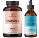 HERBAMAMA Goat rue og sitron Balm Kit - Budge på 1200 mg Goat rue kapsler & sitron balm flytende dråper 4 oz - Vegan, ikke-GMO, sukker og alkohol-fri - 2 pakke