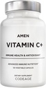 Amen Vitamin C+ Supplement med sink, bioflavonoider, Quercetin, Rose HIPS, Elderbær – Vegan, Ikke-GMO – 2 måneders forsyning - 120 kapsler