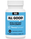 NovaFerrum Alle bra | Jernkapsel Supplementer for voksne | Anemi | 50 mg jern | 90 Serveringer | Sukker | Vegansk | Glutenfri