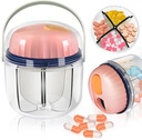 Bærbar pilleboks, GloDeals ukentlig pilleorganisator 7-dagers reisemedisinorganisator BPA Free Moisture Proof Bærbar medisinbeholder for vitaminer, fiskeoljer, kosttilskudd (Pink-)